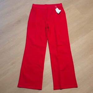 NWT iChosy Womens High Waist Wide Straight Leg Red Trouser Pants size 10
